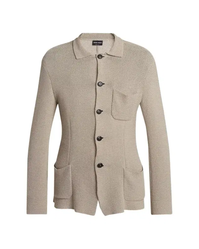 Men's Cotton-Blend Knit Patch Pocket Knit Blazer