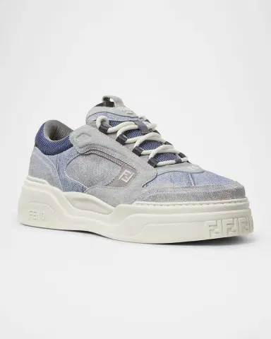 Fendi Men's Force Denim Chunky Low-Top Sneakers | Thumbnail 4 Fendi Men's Force Denim Chunky Low-Top Sneakers | Thumbnail 4