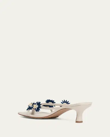 Bottega Veneta Riva Floral Leather Kitten-Heel Sandals | Thumbnail 11