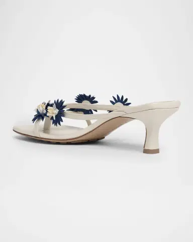 Bottega Veneta Riva Floral Leather Kitten-Heel Sandals | Thumbnail 4