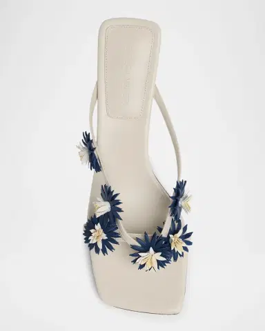 Bottega Veneta Riva Floral Leather Kitten-Heel Sandals | Thumbnail 6