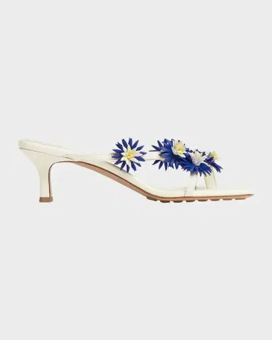 Bottega Veneta Riva Floral Leather Kitten-Heel Sandals | Thumbnail 7