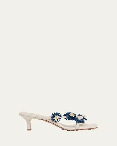 Bottega Veneta Riva Floral Leather Kitten-Heel Sandals | Thumbnail 8