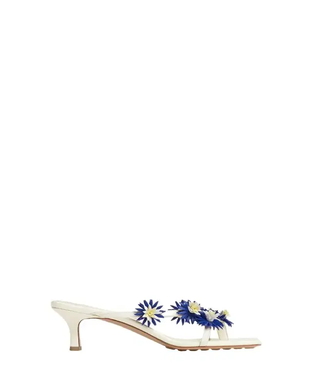 Riva Floral Leather Kitten-Heel Sandals