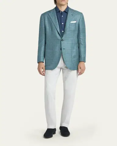 Kiton Men's Windowpane Wool and Cashmere Contemporary-Fit Sport Coat | Thumbnail 2