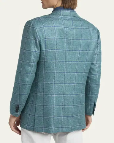 Kiton Men's Windowpane Wool and Cashmere Contemporary-Fit Sport Coat | Thumbnail 3
