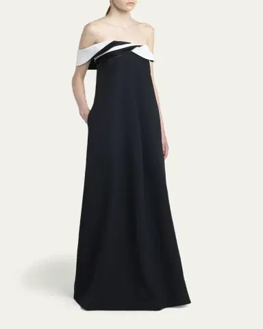 Tom Ford Bicolor Twisted Off-The-Shoulder Satin Gown | Thumbnail 4 Tom Ford Bicolor Twisted Off-The-Shoulder Satin Gown | Thumbnail 4