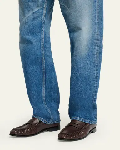 Saint Laurent Men's Le Loafer Creased Leather Mules | Thumbnail 2 Saint Laurent Men's Le Loafer Creased Leather Mules | Thumbnail 2