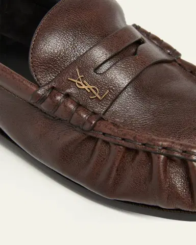 Saint Laurent Men's Le Loafer Creased Leather Mules | Thumbnail 5 Saint Laurent Men's Le Loafer Creased Leather Mules | Thumbnail 5