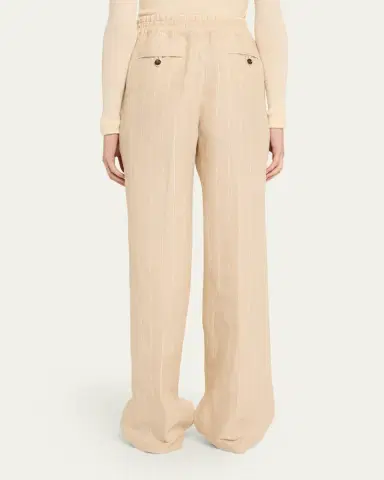 Kiton Striped Linen Straight-Leg Pull-On Pants | Thumbnail 3 Kiton Striped Linen Straight-Leg Pull-On Pants | Thumbnail 3