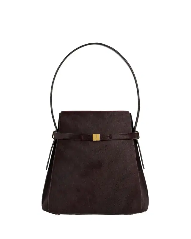 Belted Pony Hair Shoulder Bag