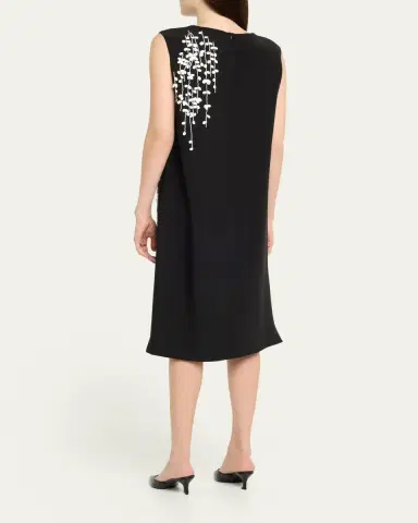 Kiton Beaded Silk V-Neck Midi Dress | Thumbnail 3 Kiton Beaded Silk V-Neck Midi Dress | Thumbnail 3