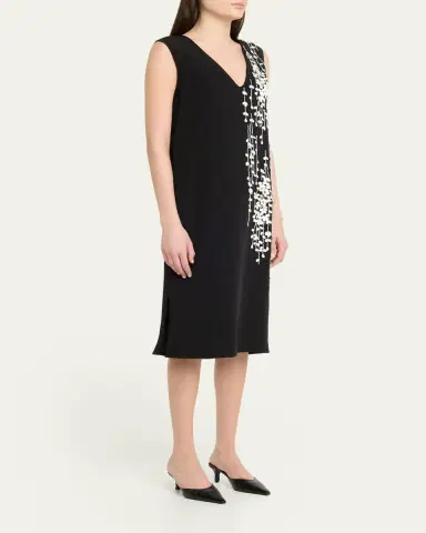 Kiton Beaded Silk V-Neck Midi Dress | Thumbnail 4 Kiton Beaded Silk V-Neck Midi Dress | Thumbnail 4