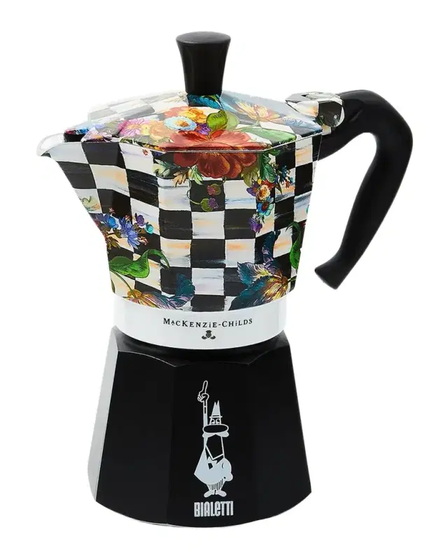 MacKenzie-Childs x Bialetti Moka Express Courtly Flower Market Stovetop Coffee Pot, 6 Cups