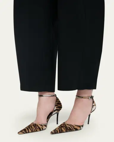 Alaïa 90mm d'Orsay Tiger Calf Hair Ankle-Strap Pumps | Thumbnail 2