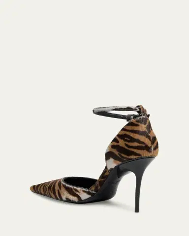 Alaïa 90mm d'Orsay Tiger Calf Hair Ankle-Strap Pumps | Thumbnail 4