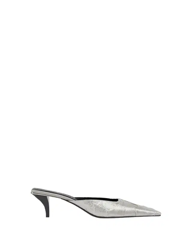 55mm Textured Metallic Silk Mule Pumps