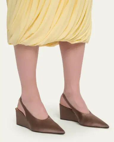 Alaïa 75mm Satin Slingback Wedges | Thumbnail 2 Alaïa 75mm Satin Slingback Wedges | Thumbnail 2