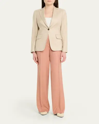 Kiton Wool-Silk Herringbone Straight-Leg Trousers | Thumbnail 2