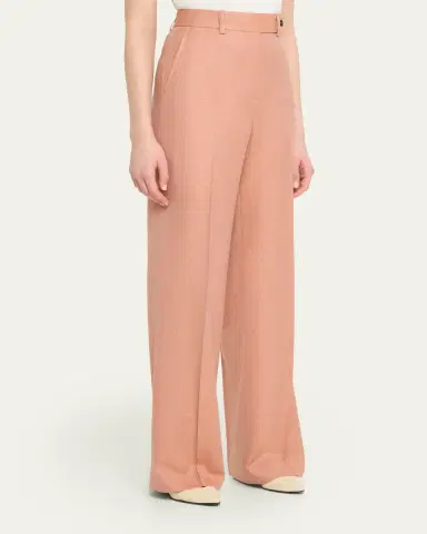 Kiton Wool-Silk Herringbone Straight-Leg Trousers | Thumbnail 4