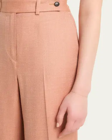 Kiton Wool-Silk Herringbone Straight-Leg Trousers | Thumbnail 5