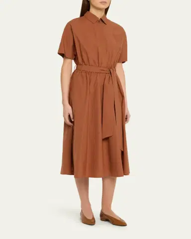 Kiton Cotton Tie-Waist Midi Shirtdress | Thumbnail 4 Kiton Cotton Tie-Waist Midi Shirtdress | Thumbnail 4