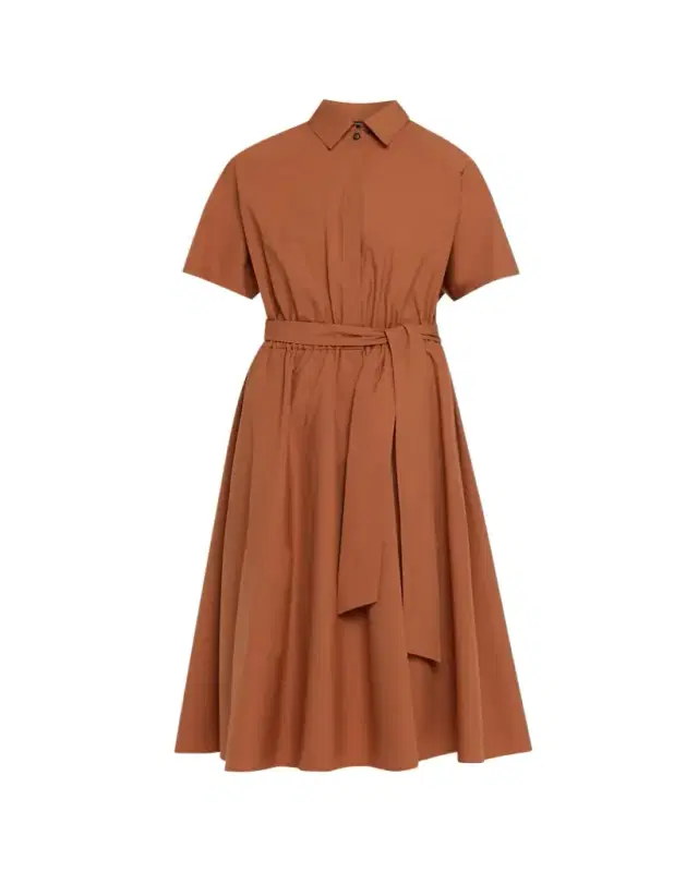 Cotton Tie-Waist Midi Shirtdress