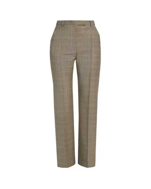 McQueen Prince of Wales Wool Straight-Leg Trousers