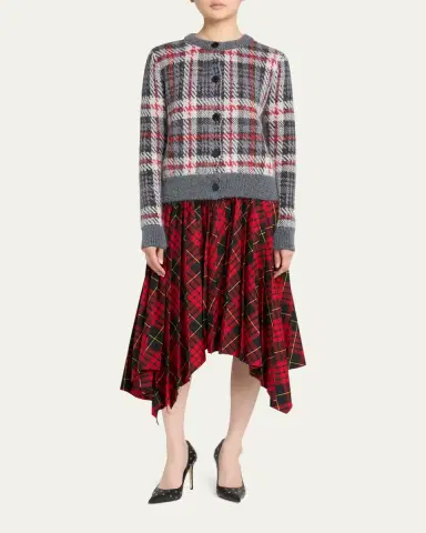 Alexander McQueen Asymmetric Tartan Pleated Midi Skirt | Thumbnail 2