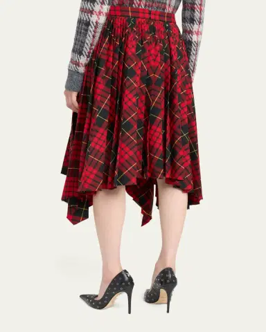Alexander McQueen Asymmetric Tartan Pleated Midi Skirt | Thumbnail 3