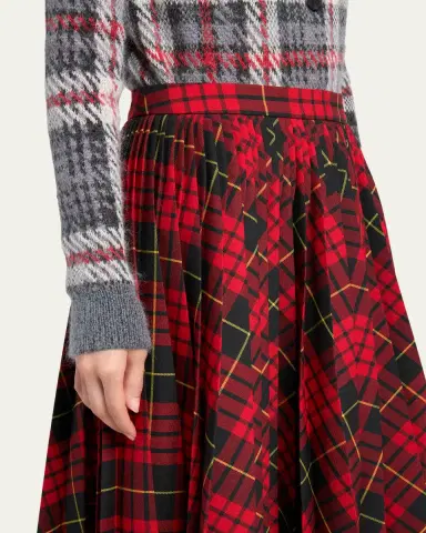 Alexander McQueen Asymmetric Tartan Pleated Midi Skirt | Thumbnail 5