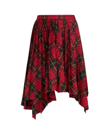 Alexander McQueen Asymmetric Tartan Pleated Midi Skirt | Thumbnail 1