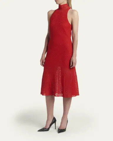 McQueen Spider Lace Halter Midi Dress | Thumbnail 4