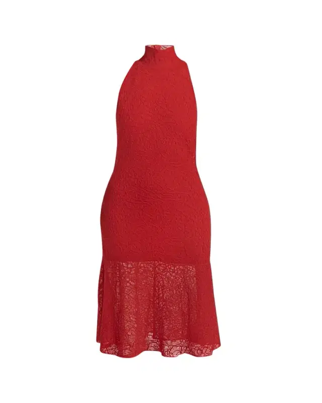 Spider Lace Halter Midi Dress