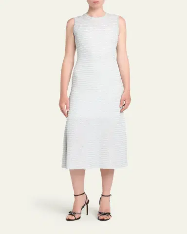 Alexander McQueen Sleeveless Shimmer A-Line Midi Dress | Thumbnail 2 Alexander McQueen Sleeveless Shimmer A-Line Midi Dress | Thumbnail 2