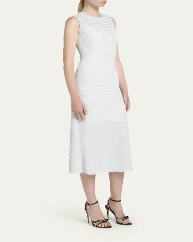 Alexander McQueen Sleeveless Shimmer A-Line Midi Dress | Thumbnail 4 Alexander McQueen Sleeveless Shimmer A-Line Midi Dress | Thumbnail 4