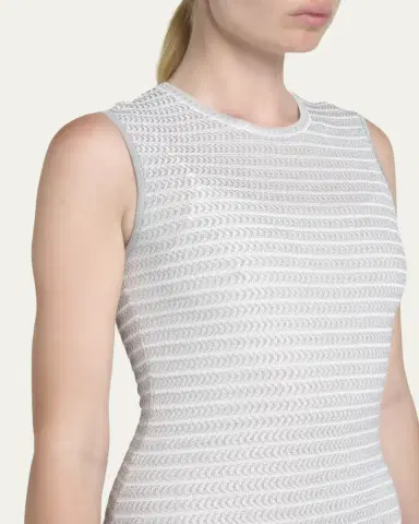 Alexander McQueen Sleeveless Shimmer A-Line Midi Dress | Thumbnail 5 Alexander McQueen Sleeveless Shimmer A-Line Midi Dress | Thumbnail 5