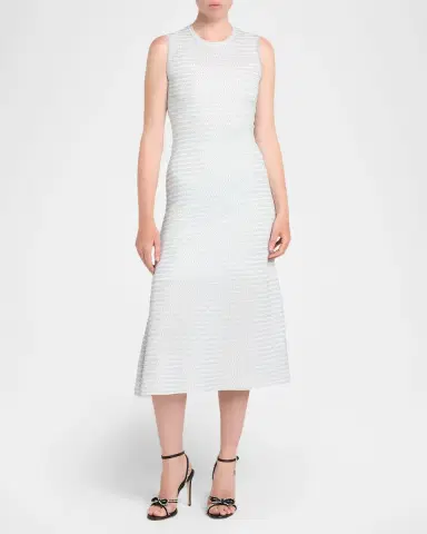 Alexander McQueen Sleeveless Shimmer A-Line Midi Dress | Thumbnail 6 Alexander McQueen Sleeveless Shimmer A-Line Midi Dress | Thumbnail 6