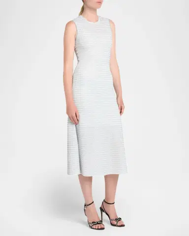 Alexander McQueen Sleeveless Shimmer A-Line Midi Dress | Thumbnail 8 Alexander McQueen Sleeveless Shimmer A-Line Midi Dress | Thumbnail 8