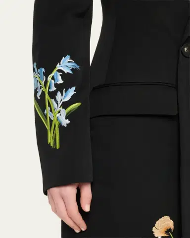 Stella McCartney Flower Embroidered Wool Double-Breasted Long Coat | Thumbnail 5 Stella McCartney Flower Embroidered Wool Double-Breasted Long Coat | Thumbnail 5