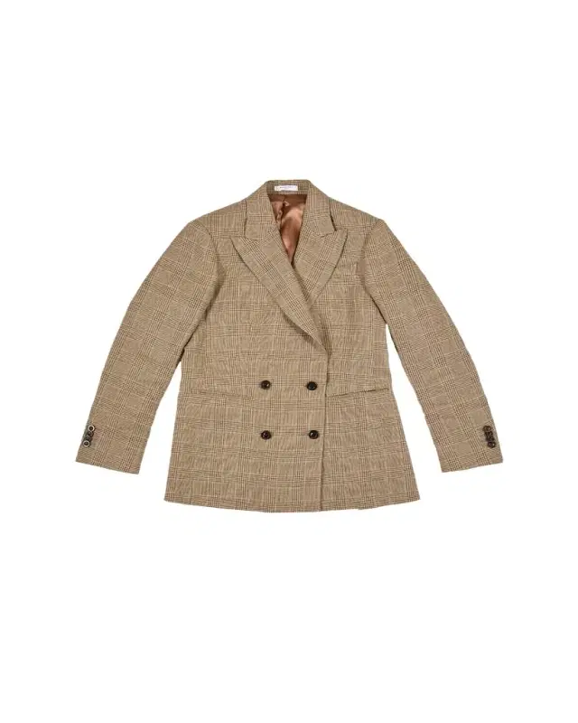 Men's Linen Prince of Wales Double-Breasted Sport Coat