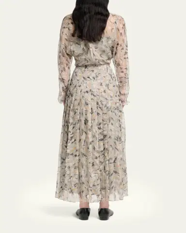 Altuzarra Birdy Printed Chiffon Long-Sleeve Maxi Dress | Thumbnail 3 Altuzarra Birdy Printed Chiffon Long-Sleeve Maxi Dress | Thumbnail 3