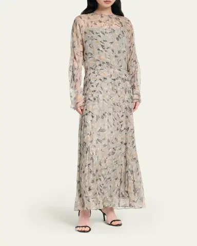 Altuzarra Birdy Printed Chiffon Long-Sleeve Maxi Dress | Thumbnail 4 Altuzarra Birdy Printed Chiffon Long-Sleeve Maxi Dress | Thumbnail 4