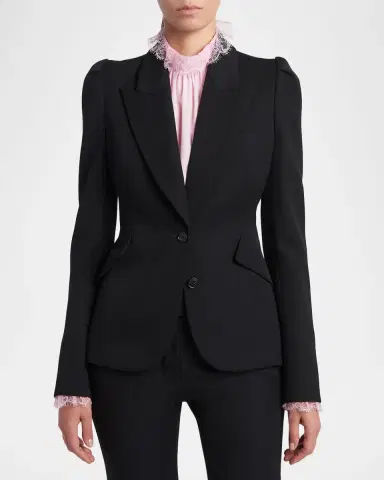 Alexander McQueen Puff-Sleeve Grain De Poudre Jacket | Thumbnail 8