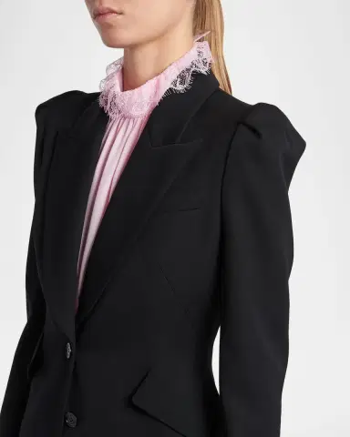 Alexander McQueen Puff-Sleeve Grain De Poudre Jacket | Thumbnail 9