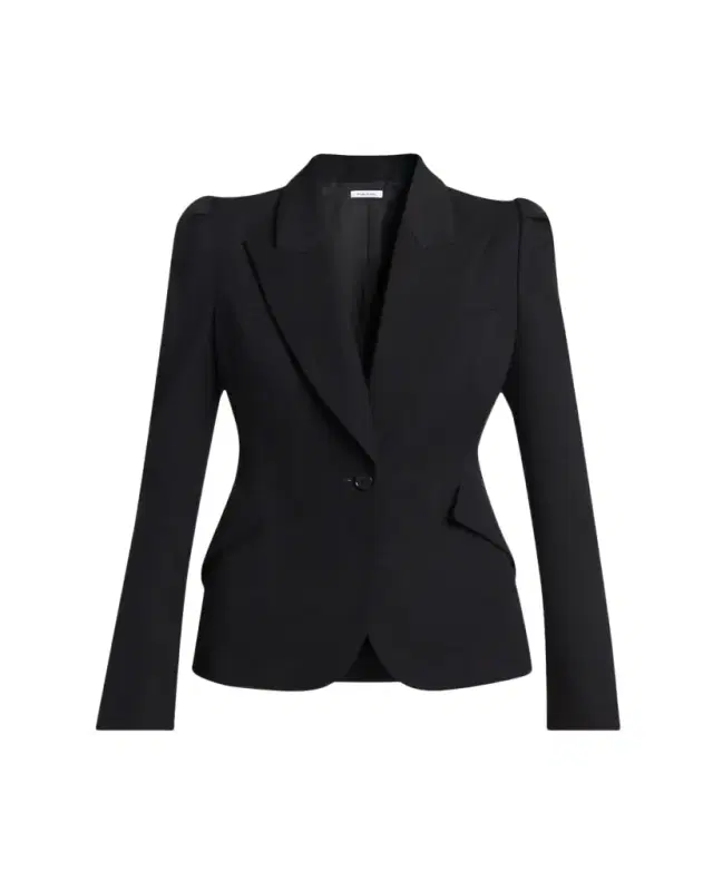 McQueen Puff-Sleeve Grain De Poudre Jacket