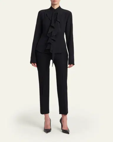 Alexander McQueen Ruffle Crepe De Chine Shirt | Thumbnail 2