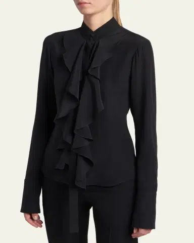 Alexander McQueen Ruffle Crepe De Chine Shirt | Thumbnail 4