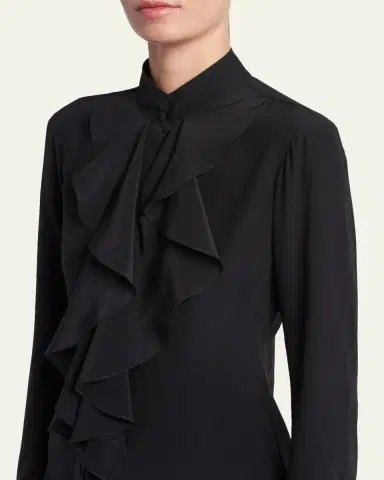 Alexander McQueen Ruffle Crepe De Chine Shirt | Thumbnail 5
