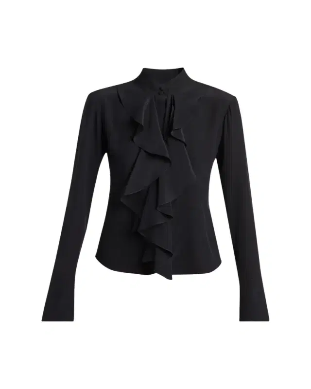 Ruffle Crepe De Chine Shirt